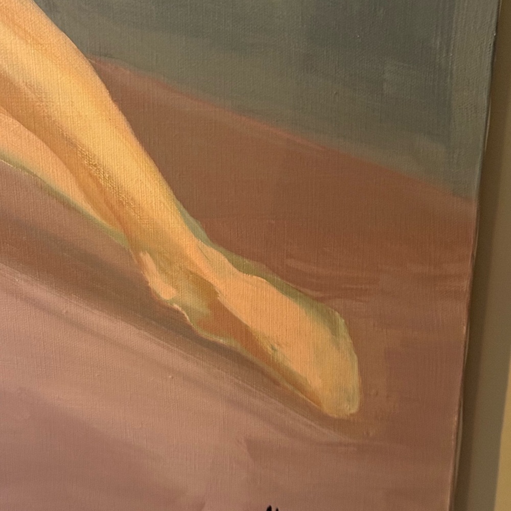 Original Nude Art Canvas with Red and Blue Tones - Picture 4 of 8